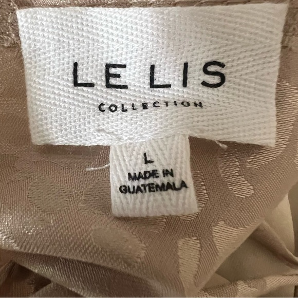 LE LIS Collection Crop Backless Peasant Top Champagne Balloon Sleeve Size Large - Picture 6 of 7